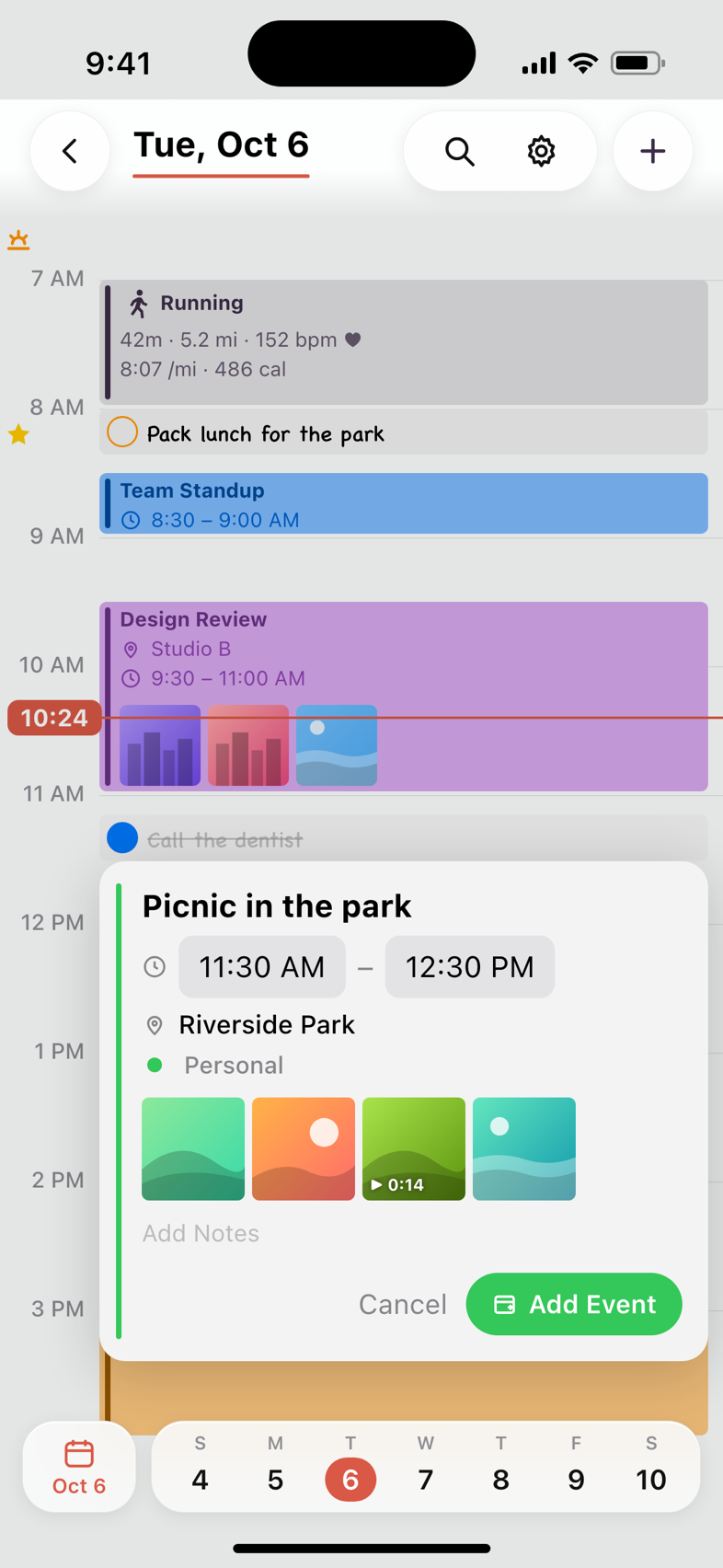 Making an event from a group of photos, with the time and place filled in